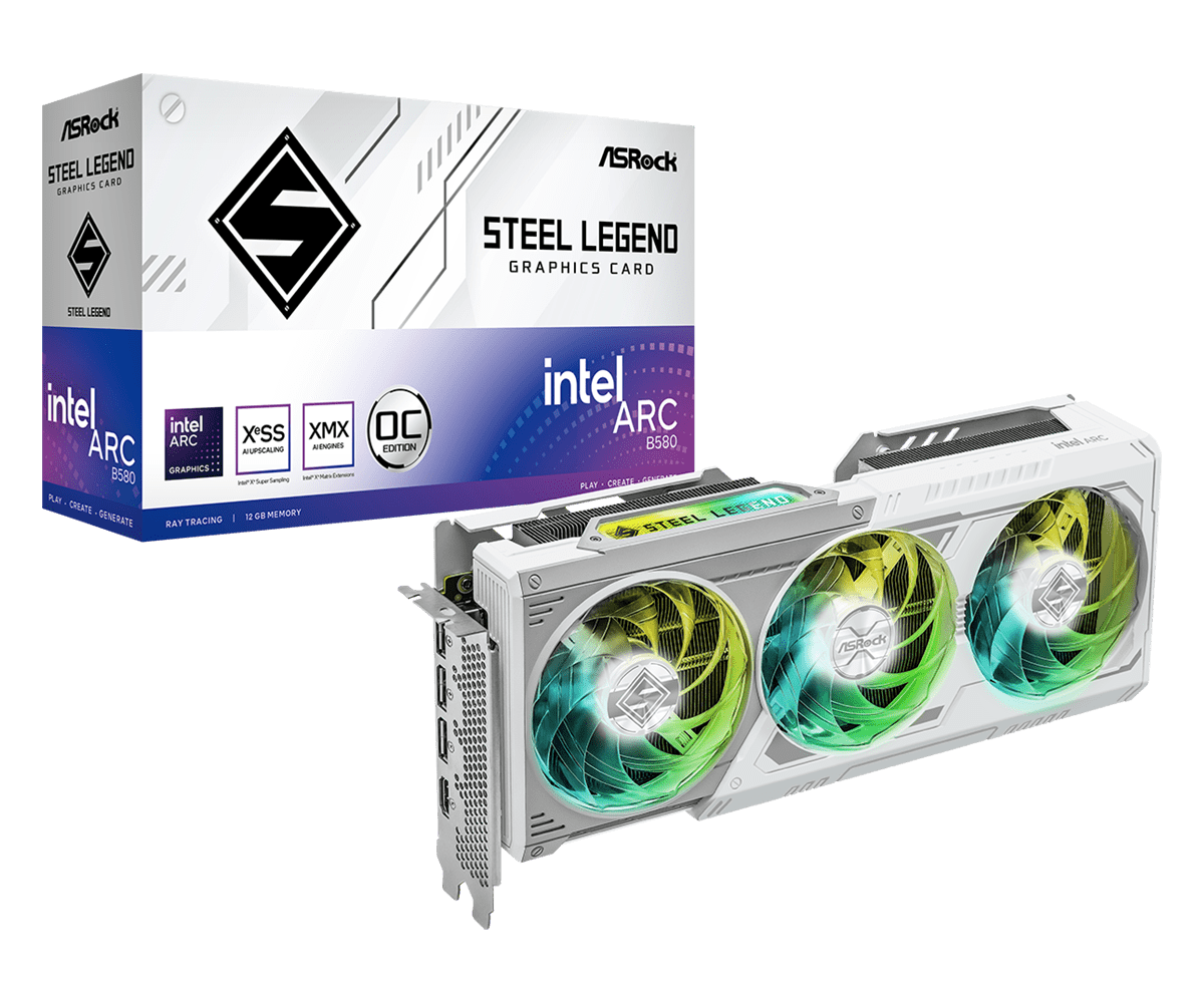 7d7bba4c-21d3-4d99-aa56-3ff0dd368467 ASRock ARC B580 Steel Legend 12Go OC - B580/12Go/HDMI/DP – Image 1