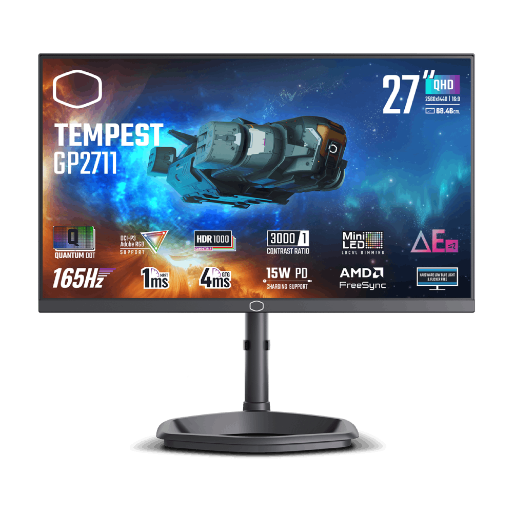 0a74605a-efd2-4fc7-ae70-feb94f759460 Cooler Master TEMPEST GP2711 - 27" QHD 165Hz MiniLED VA Q-DOT HDR1000 USB-C KVM FreeSync Premium Pro – Image 1