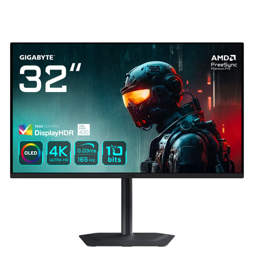 47dc77a6-fd08-49c3-9fb9-69f3580cc87b Gigabyte MO32U - 31.5" QD-OLED 4K 165Hz 0.03ms KVM USB-C HP FreeSync Premium Pro – Image 1